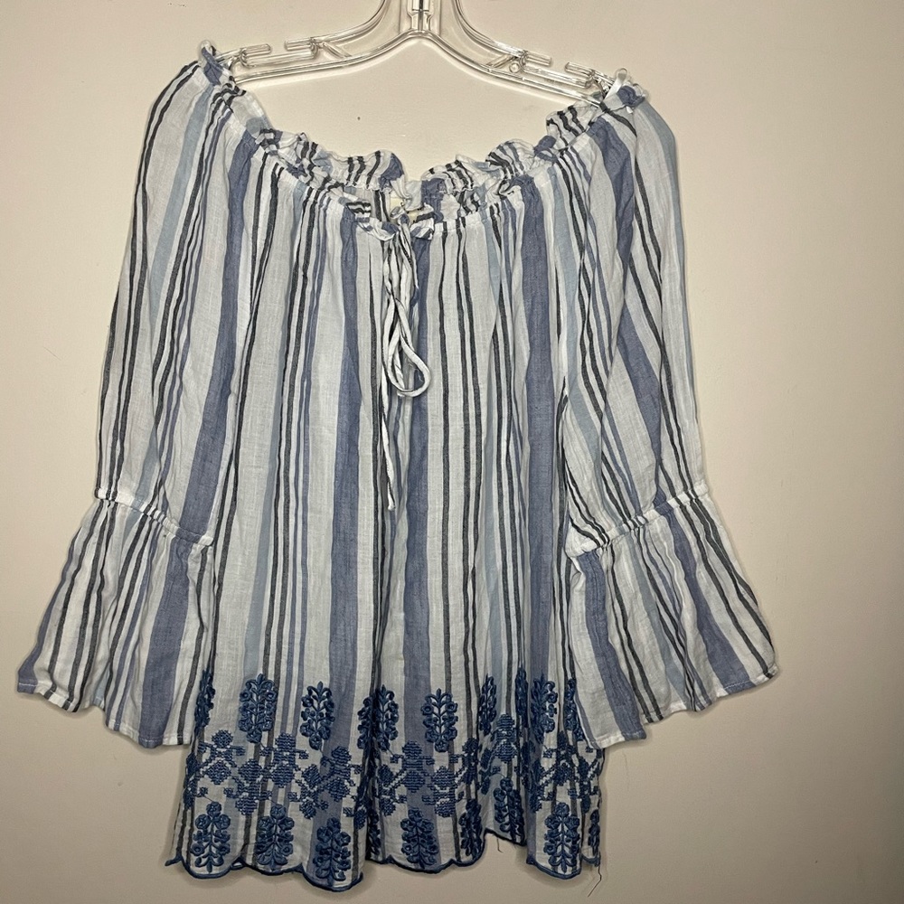 Style & Co cotton Boho Summer embroidered blouse women’s M